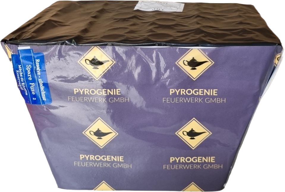 Pyrogenie | CB-330 | Roter Blinkfeuertopf zu Roten Fischen & Silbernem Blinkwasserfall | 36-Schuss